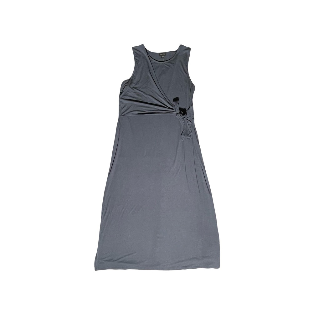 J. Jill Wearever Gray Sleeveless Faux Wrap Side Tie Maxi Dress Large Tall L T